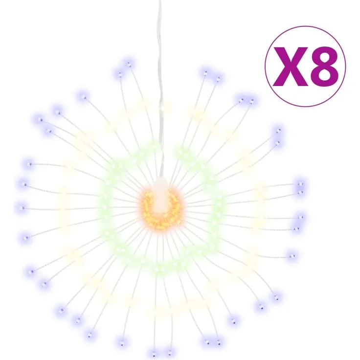 vidaXL Weihnachtsbeleuchtungen Feuerwerk 8 Stk. 140 LEDs Mehrfarbig 3190517