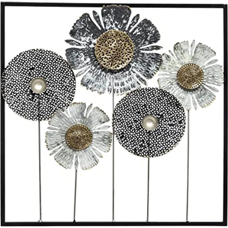 ATMOSPHERA Wanddekoration "Blumen", Metall 50 × 50 cm, mehrfarbig