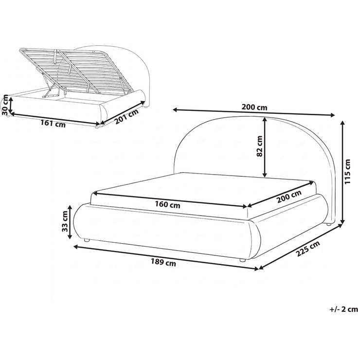 Bett mit Stauraum Stoff GRASSE 160x200 cm Hellbeige – Bild 2