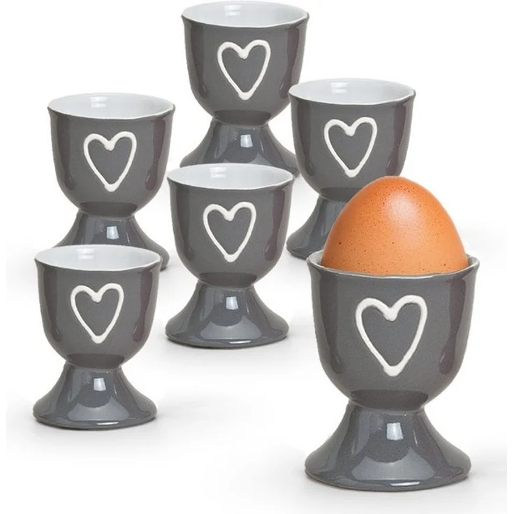 matches21 HOME & HOBBY Eierbecher, (6-tlg), Runde Keramik Ei-Halter als lustige Frühstücks-Eier Tisch-Deko – Bild 4