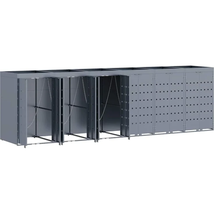 vidaXL Wagenmüllbehälter für 6 Behälter Hellgrau 408 x 77,5 x 121,5 cm 3394752 – Bild 6