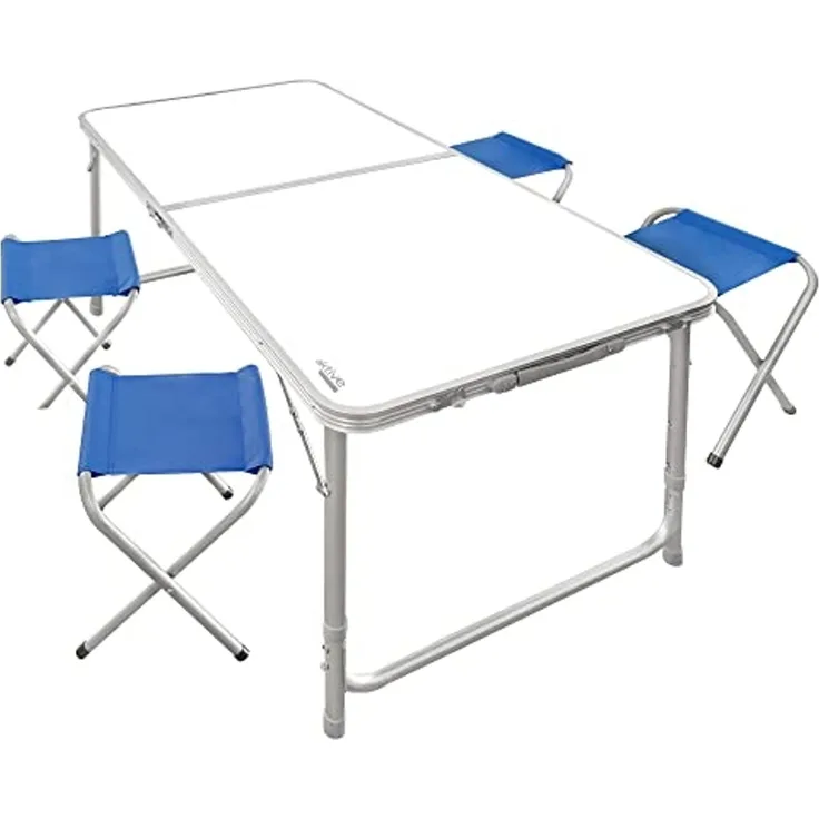 Aktive 52893 Höhenverstellbarer Klapptisch mit 4 Hockern, Aluminium
