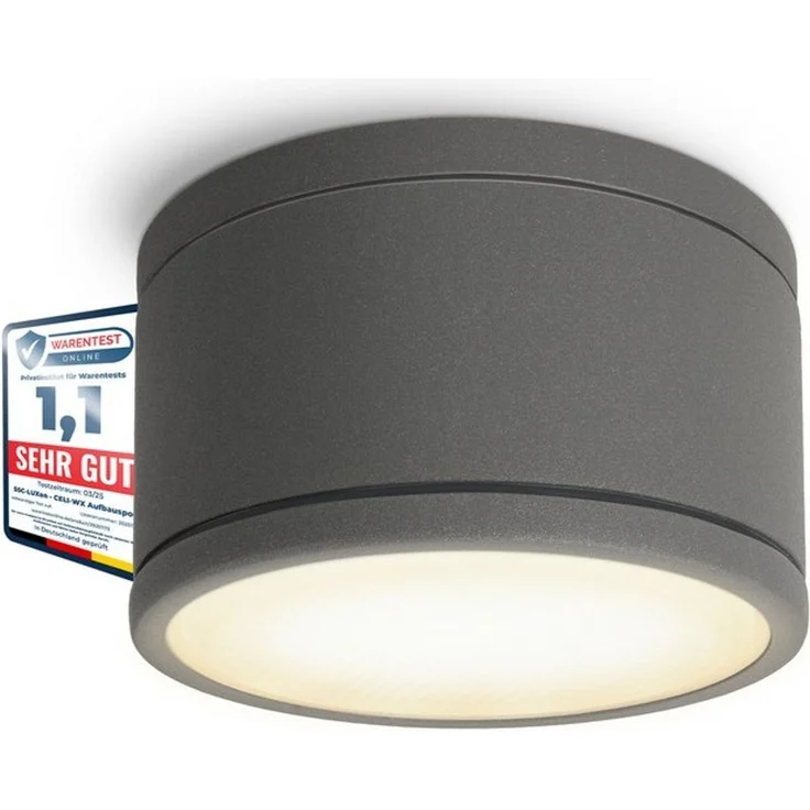 SSC-LUXon LED Außen-Deckenleuchte CELI-WX Aufbauspot flach IP44 Bad & Aussen anthrazit mit LED GX53 5W, Warmweiß bis Tageslicht – Bild 4