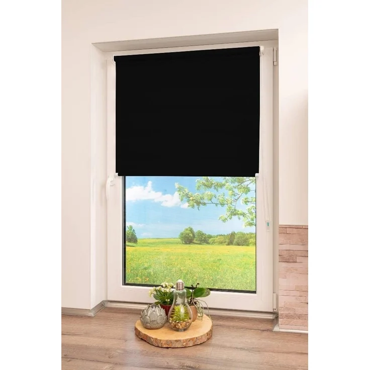 K-Home Klemmfix Doppelrollo Madrid ohne Bohren Schwarz 90x200 cm (B x L) – Bild 4