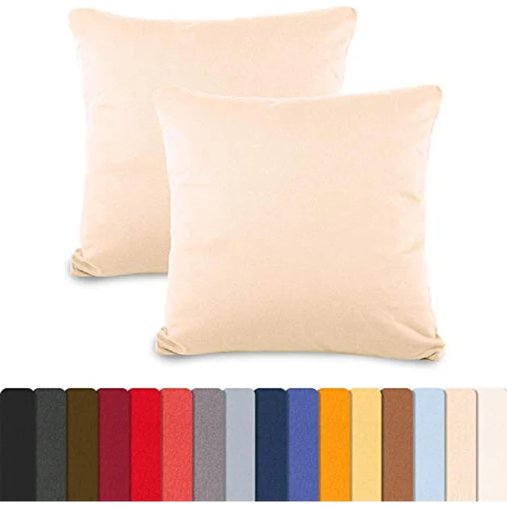 aqua-textil Classic Line Baumwolle Kissenbezug 2er-Set 65x65 Natur Kissen Bezug Reißverschluss Jersey Kissenhülle – Bild 3