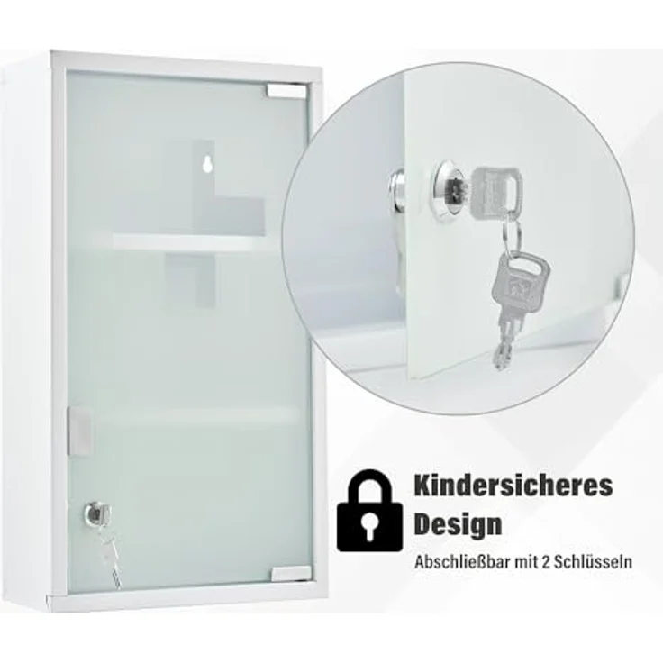 Zedelmaier Medizinschrank aus Edelstahl,Medikamenten Aufbewahrung,Medikamentenschrank 3 Fächer,Apothekerschrank,Hängend,48 x 27 x 12 cm,Weiß - 3 Fächer – Bild 7