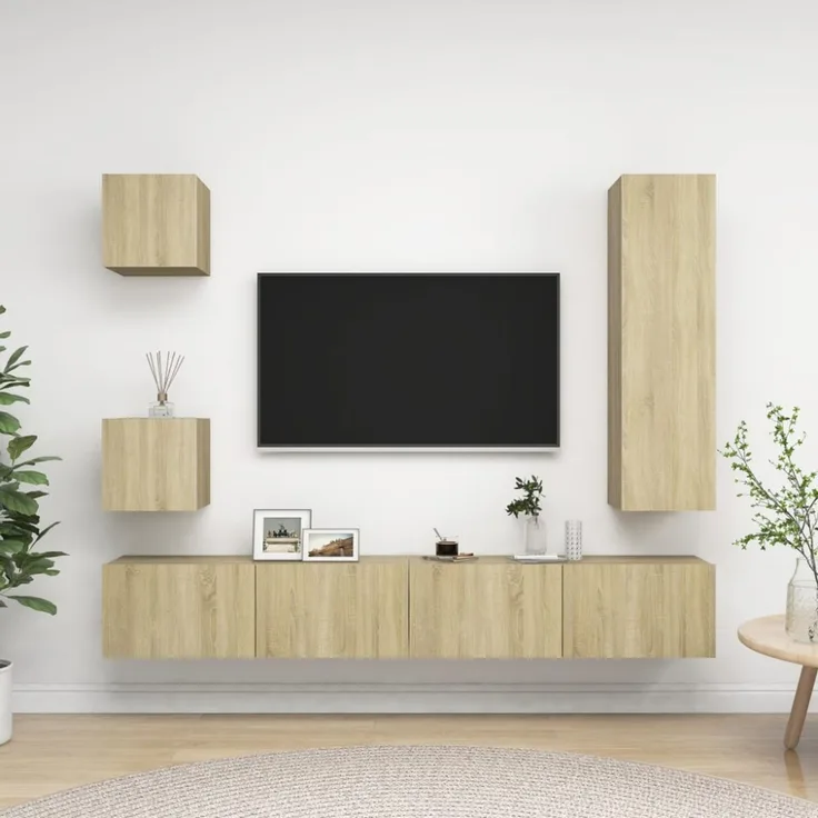 vidaXL 5-tlg. TV-Schrank-Set Sonoma-Eiche Spanplatte [3079012]
