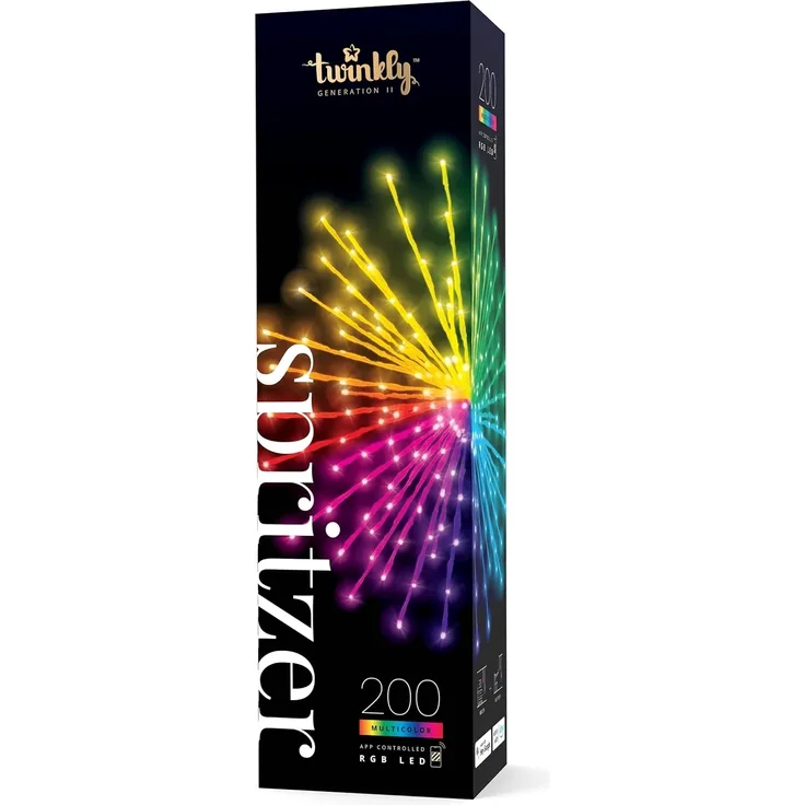 Twinkly Spritzer RGB, Dekorative LED-Leuchten, Smarte Mehrfarbige LED-Lichter für den Innen- und Außenbereich, Kompatibel mit Alexa und Google Home, Dekorative Lichterkette, IP44, App-Steuerung