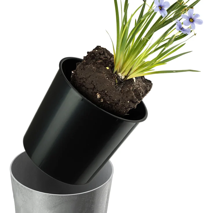 KADAX Blumentopf Blumentopf 36cm Abdeckung mit Einsatz Blumenständer Kunststoff Grau – Bild 6