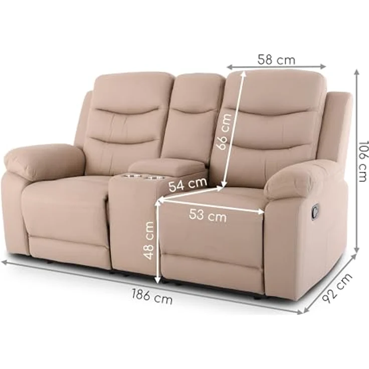 Raburg 2-Sitzer Kinosessel, 2er-Fernsehsessel, mechanische Relaxfunktion, Modell Pixx, Easy-Lift Liegefunktion, Komfortpolsterung, je Sitz 130 kg belastbar – Bild 4