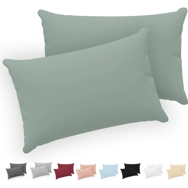 Twinzen® Kissenbezug 50x70 (2er-Set) - 100% Jersey Baumwolle 150 GSM Kissenbezüge - Grün - Für Kissenbezüge 50x70 cm - Kissenhülle - Kissenbezug mit Reißverschluss - Oeko-Tex Zertifiziert