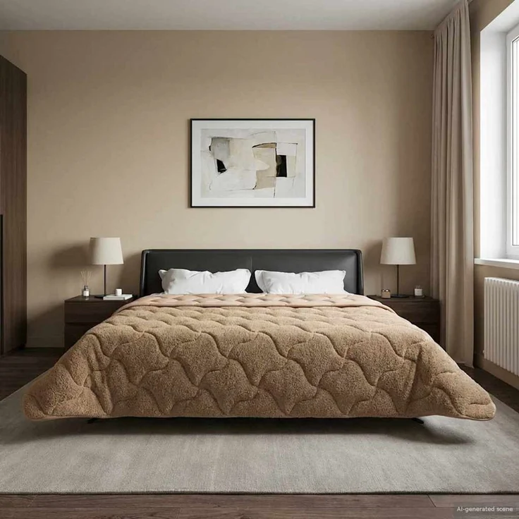 vidaXL Winterbettdecke Taupe 220 x 260 cm Mikrofaser und Teddy-Fleece 42026359 – Bild 4
