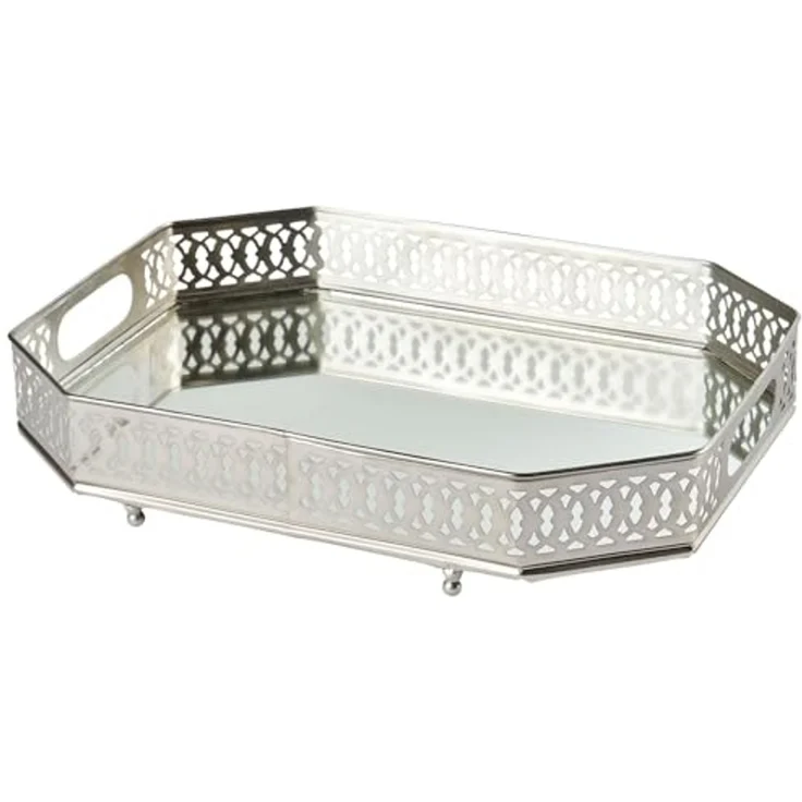 Marrakesch Orient & Mediterran Interior Tablett Spiegeltablett Eckiges Tablett Agata 34cm groß Ramadan Deko, Handarbeit – Bild 2