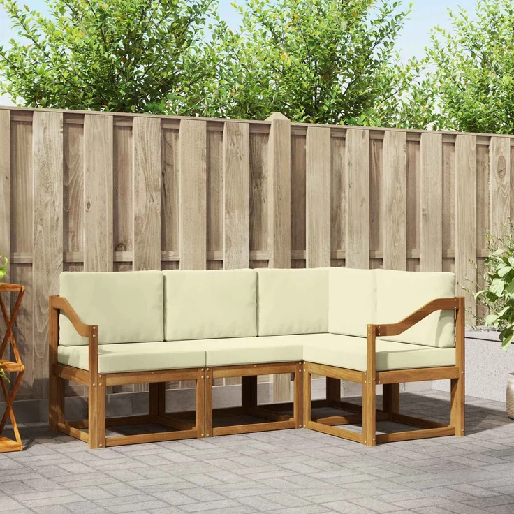 vidaXL Outdoor-Sofagarnitur 4 stk. Natur und Creme – Bild 1