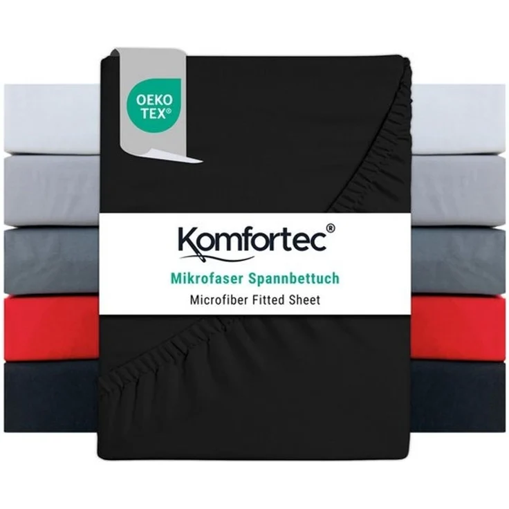 Komfortec Spannbettlaken Boxspringbett bis 15cm - 30cm Matratzenhöhe, Mikrofaser, Gummizug: Rundum, (1 Stück), 160x200 cm, Schwarz – Bild 4