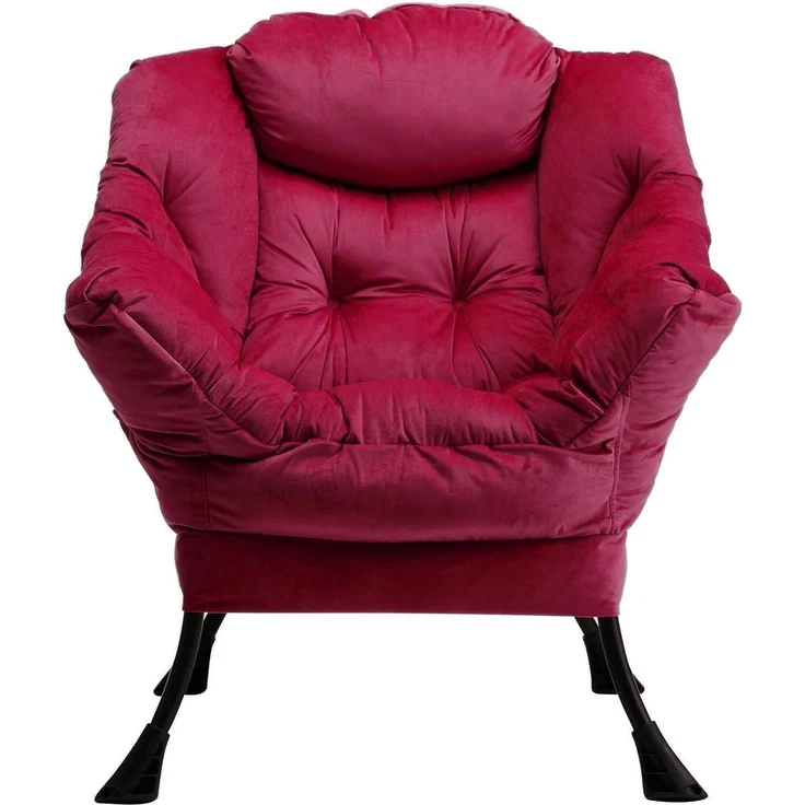 Sessel Ohrensessel Relaxsessel Lesesessel Samt Armlehnen Rot – Bild 6