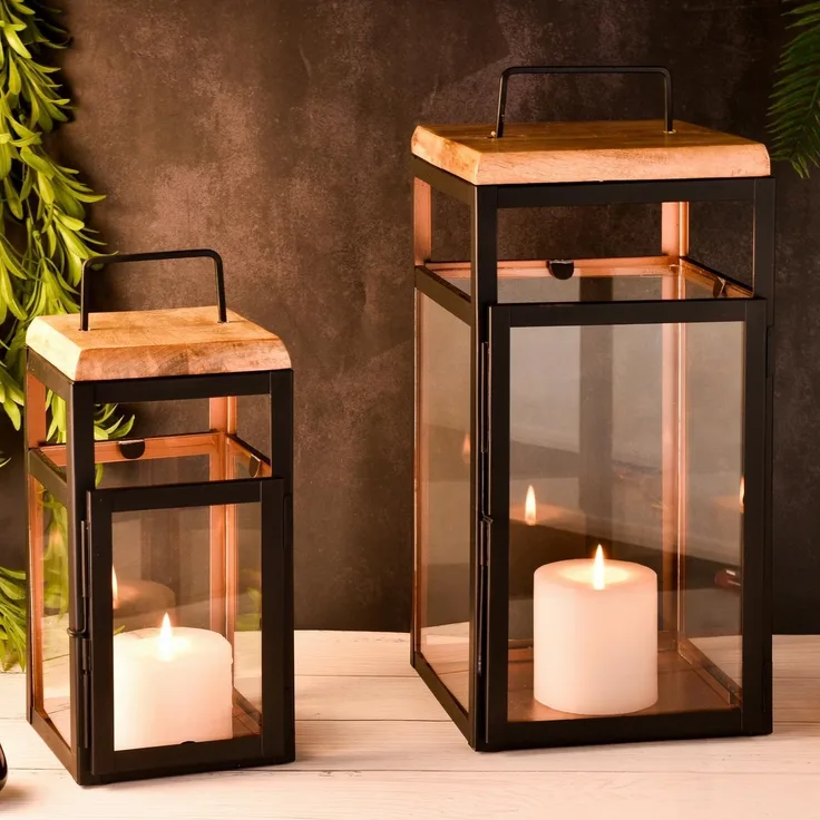 Marrakesch Orient & Mediterran Interior Kerzenlaterne 2er Set Skandinavisches Design Balkon Garten Windlicht Laterne Vejle (2 St), Handarbeit