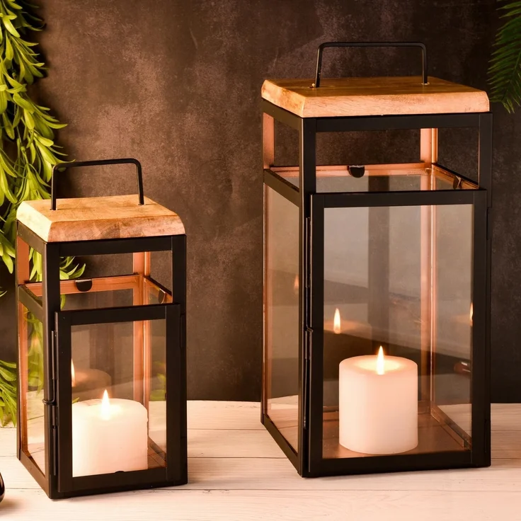 Marrakesch Orient & Mediterran Interior Kerzenlaterne 2er Set Skandinavisches Design Balkon Garten Windlicht Laterne Vejle (2 St), Handarbeit – Bild 1