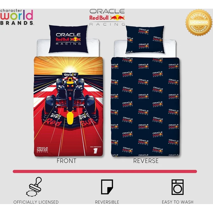 Character World Oracle Red Bull Racing Offizielles Bettwäsche-Set für Einzelbett, Speed-Design, wendbar, 2-seitige Bettwäsche, inkl. passendem Kissenbezug, Einzelbett-Set, Polycotton – Bild 7