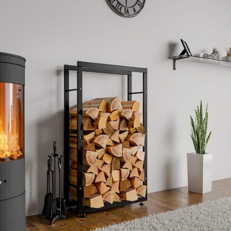 CLP Kaminholzständer Keri V2,schwarz 25x60x150 cm – Bild 3