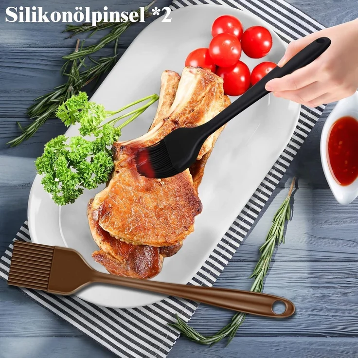 LuxusKollektion Grillbesteck-Set Grill Zubehör Grillbesteckset aus Edelstahl 38tlg , Silber – Bild 5