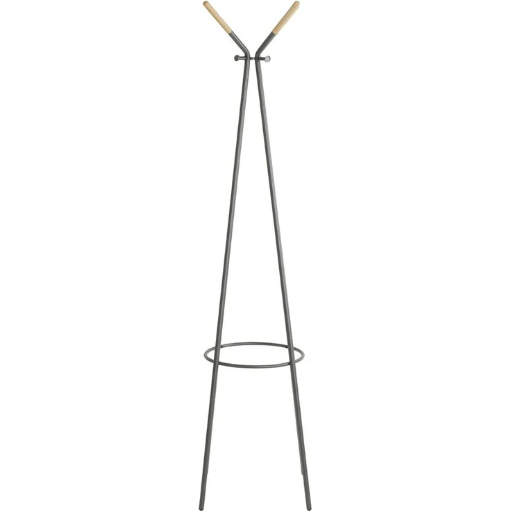 Haku Garderobenständer mit 8 Garderobenhaken aus Stahl und Massivholz, grau-natur, freistehend, Ø 56 cm, H 175 cm – Bild 10