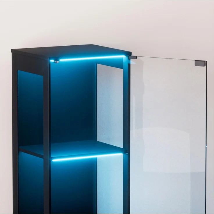 DESVIAE Vitrine mit LED-Beleuchtung und Bewegungssensor 40x165x35 cm ABS Akazienholz – Bild 9