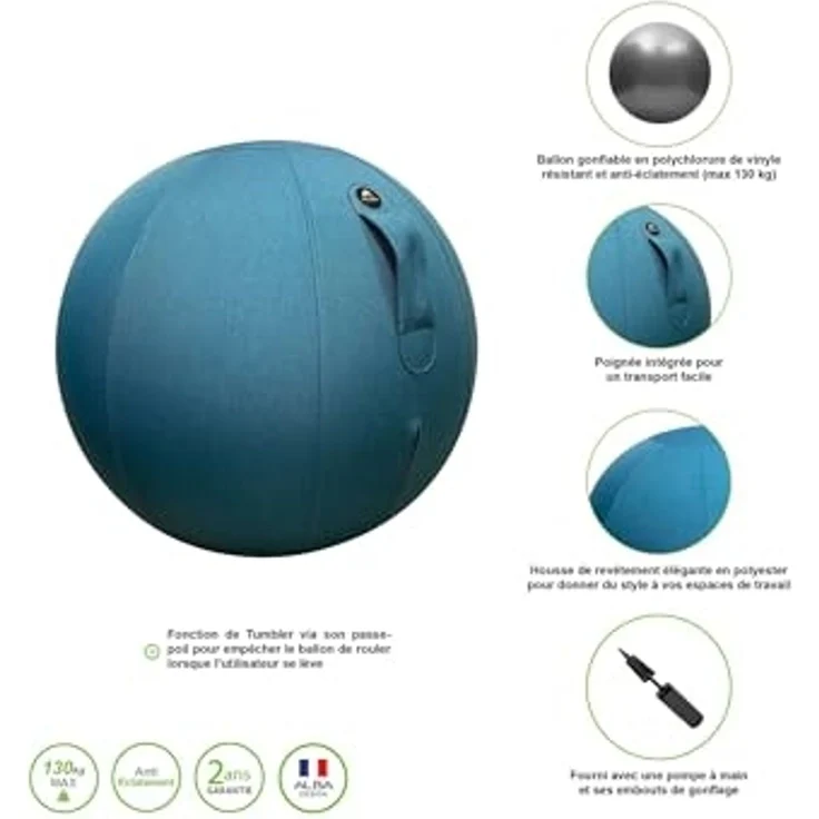 ALBA Sitzball MHBALL blau Bezug: Polyester Sitzdurchmesser: 650 mm mit Griff zum - 1 Stück (MHBALL B) – Bild 4