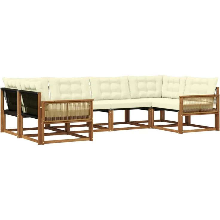 vidaXL Outdoor-Sofagarnitur 6 stk. 6-Sitzer Natur und Creme 3381650 – Bild 2