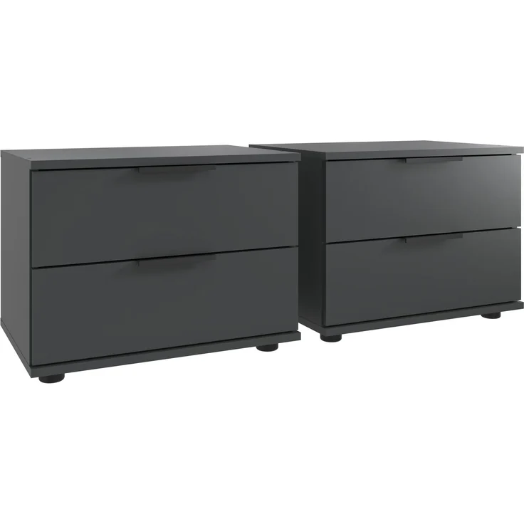 Schlafzimmer-Set >Tilburg< (5tlg.) Bett 168x92x210cm, Schrank, 2 Nachtkommoden, Kommode, Grafit – Bild 5