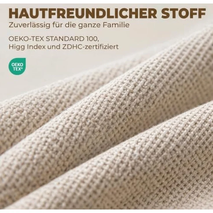 HOMCOM Esszimmerstühle 2er Set Rückenlehne Leinenoptik Essstuhl Cremeweiß | Küchenstuhl, Moderner Polsterstuhl, Kautschukholzbeinen, für Esstisch, Wohnzimmer, Esszimmer – Bild 5