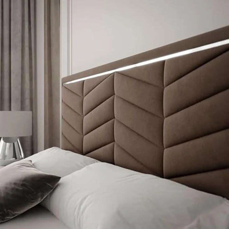 Lookway Polsterbett, 120x200 cm, Braun, Textil, mit Bettkasten und gepolstertem Kopfteil – Bild 4