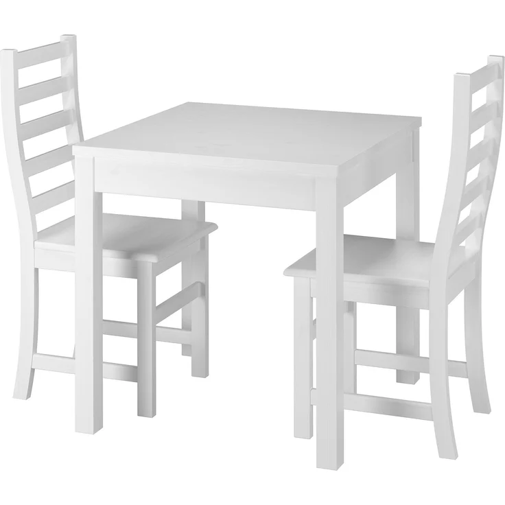 Moderne weiße Essgruppe mit Tisch und 2 Stühle Kiefer Massivholz 90.70-50 A W Set 21 – Bild 5