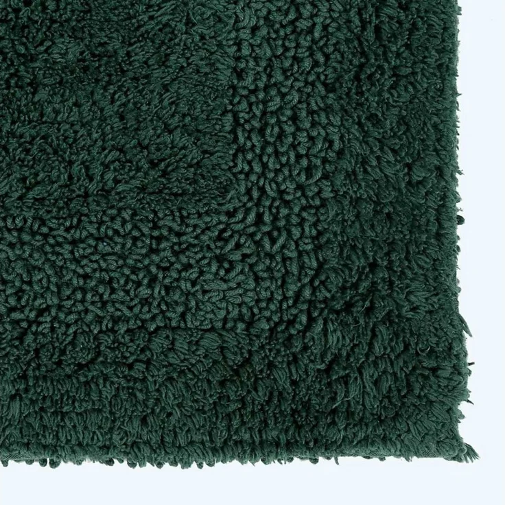 Homescapes Premium Badematte waldgrün, Badvorleger 50x80 cm, Badteppich Baumwolle mit Wende-Design – Bild 2