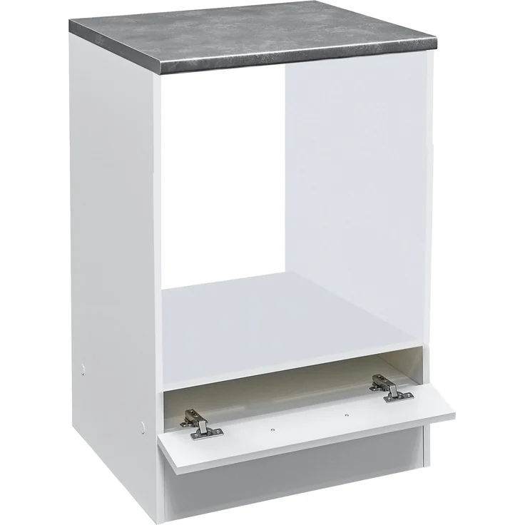 EDDY Moderner Herdumbauschrank in Weiß matt, Metallic Grau - Geräumiger Küchenschrank mit viel Stauraum - 60 x 90 x 60 cm (B/H/T) – Bild 2