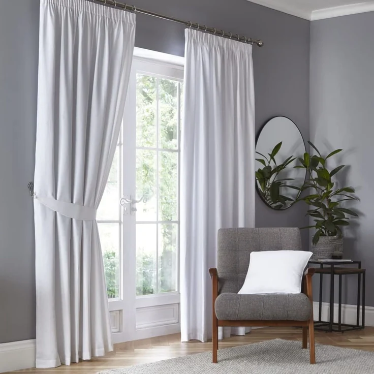 Fusion Weiße Verdunkelungsvorhänge, B 90 x L 90 (229 x 229 cm), 2 Paneele, Bleistiftfalten, Thermovorhänge, schalldicht, Fensterbehandlung für Schlafzimmer und Wohnzimmer, einfarbig, weißes