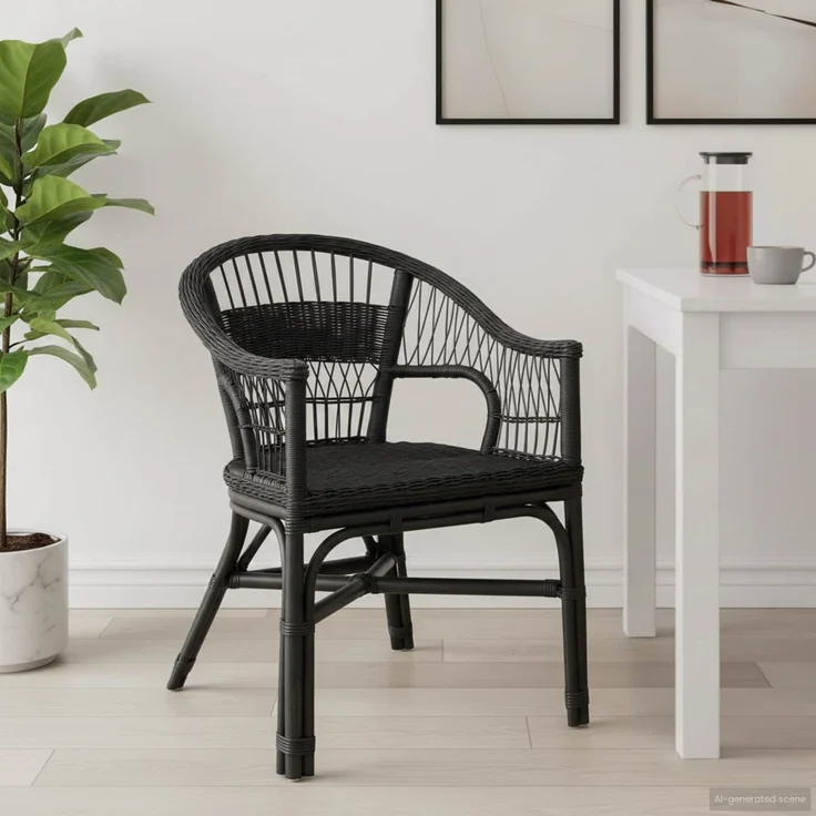 vidaXL Stapelstuhl Schwarz 60 x 60 x 81 cm Rattan 42033213 – Bild 1