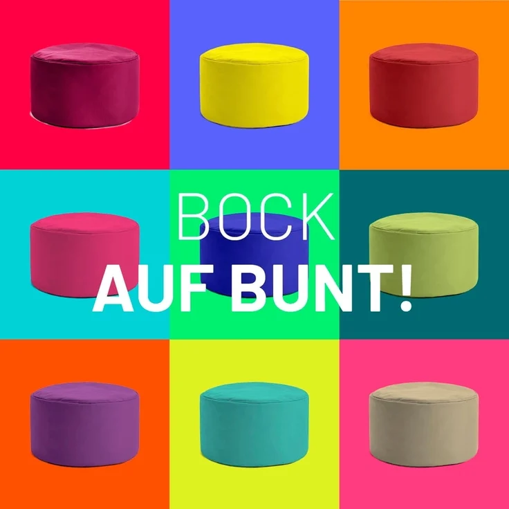 Lumaland Sitzsack-Hocker Pouf rund 50l weinrot – Bild 7