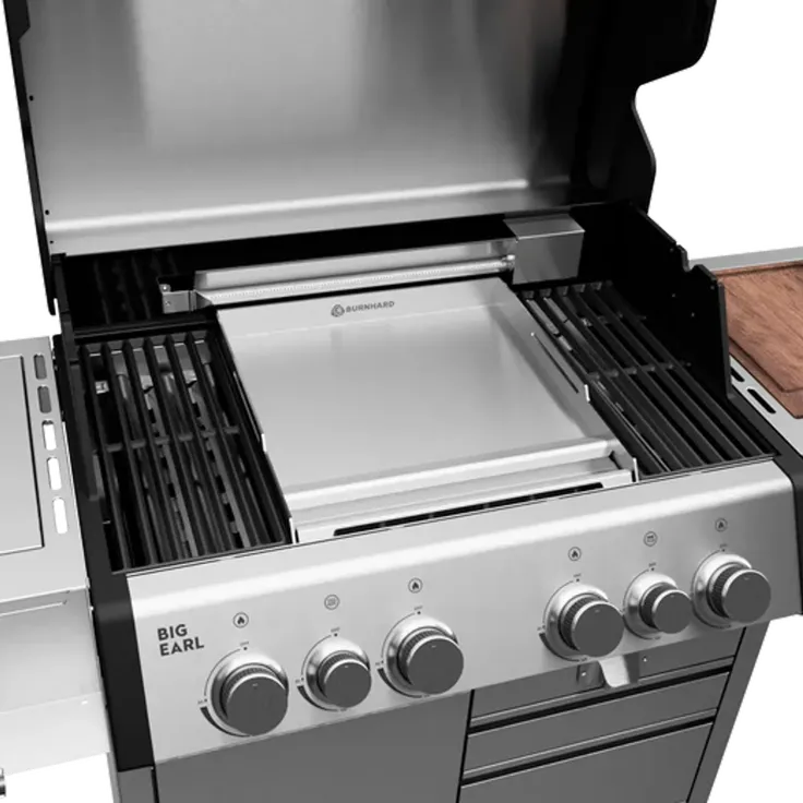 BURNHARD Premium Plancha Grillplatte rostfrei und säurefest, Edelstahl Silber, 6,6 x 43,5 x 39,6 cm – Bild 2