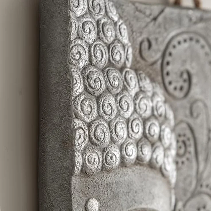 K&L Wall Art Wanddekoobjekt Buddha Wandskulptur Steinoptik asiatische Feng Shui Deko 3D Wandfigur (Buddha Wandbild), mit Seilaufhängung – Bild 5