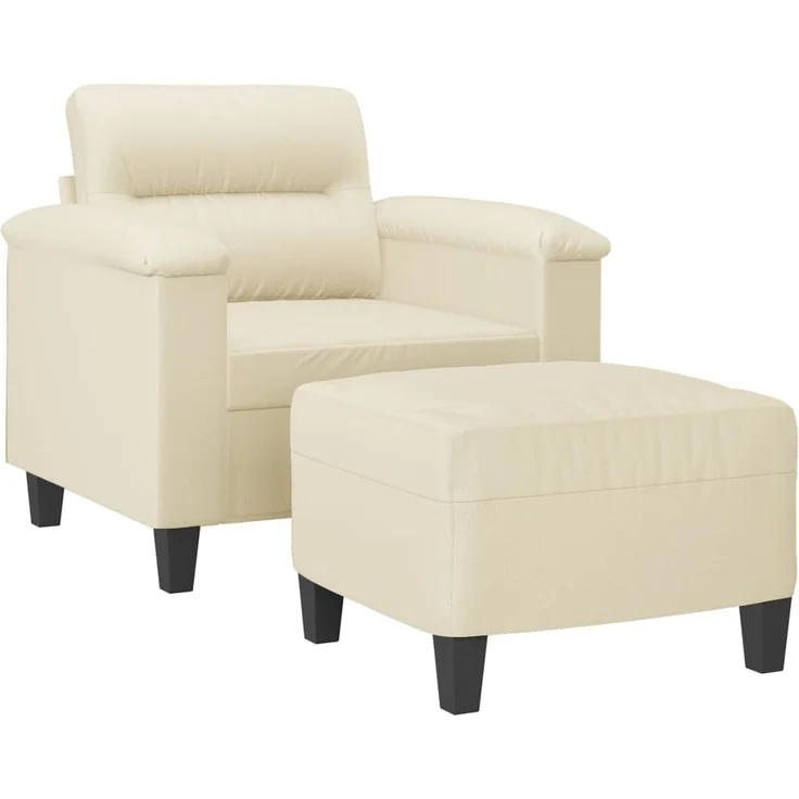 vidaXL Sessel mit Hocker Creme 60 cm Kunstleder 3201238 – Bild 2