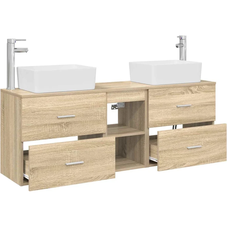 vidaXL Badezimmerschrank-Set 3 stk. Sonoma-Eiche 136 x 35 x 80 cm 3405853 – Bild 4