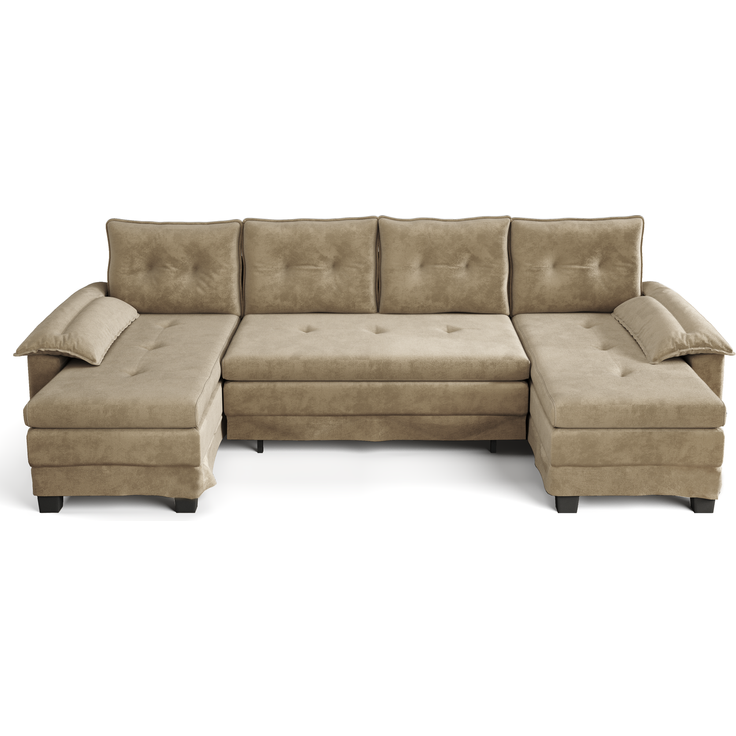 ZUBALIYA Schlafsofa 127x87 cm, mit USB - Anschluss, mit Ausziehbett, mit Chenille - Bezug, mit Samtbezug, modular aufgebaut, Weiß – Bild 15