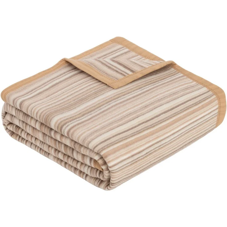 IBENA 'Malang' Wohndecke, mit filigranen Streifen, Jacquard, Beige, 150x200 cm – Bild 5