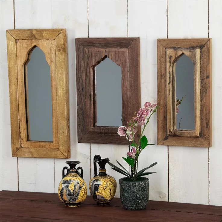 Wandspiegel Sara 40x25 cm, Mahagoni Massivholz dunkelbraun – Bild 3
