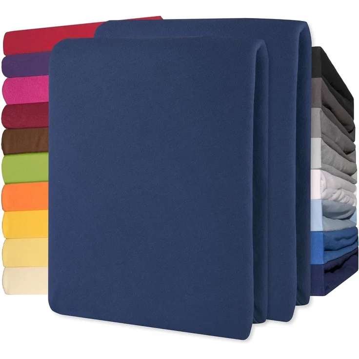 CelinaTex Jersey Spannbettlaken Lucina 90x200-100x200 cm dunkel blau 100% Baumwolle gekämmt bis 26cm Matratzenhöhe Spannbettbezug, Leintuch, Bettlaken, elastisch, Strech, Oeko-Tex – Bild 1