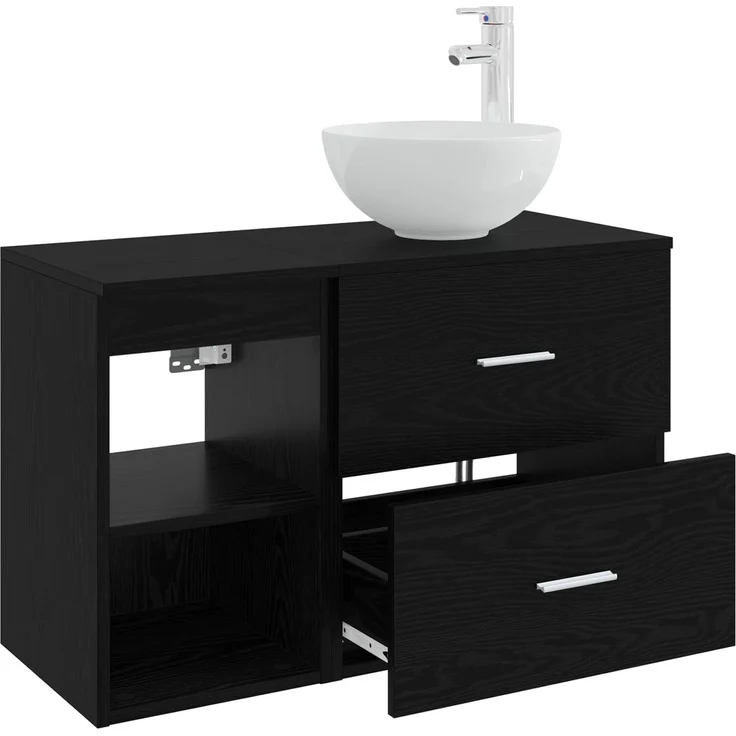 vidaXL Badezimmerschrank-Set 2 stk. Schwarze Eiche 79,5 x 35 x 80 cm 3403865 – Bild 4