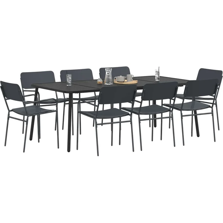 vidaXL Essgruppe 9 stk. Anthrazit 200 x 100 x 72 cm Stahl 3422858 – Bild 3
