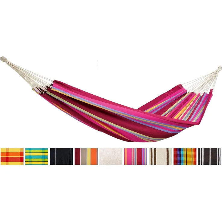 Hängematte XL Barbados bis 200 kg Belastbarkeit mit 230x150 cm für 1-2 Personen, rosa / bunt