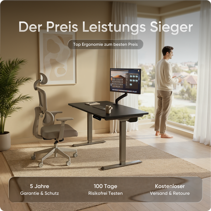 DESKSPACE PRO Elektrisch Höhenverstellbarer Schreibtischgestell mit Memory Funktion, Grau – Bild 2